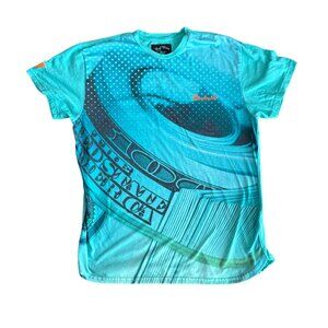 Slowbucks Mens Graphic Tee Turquoise Dollar Bill Print XL Cotton/Polyester